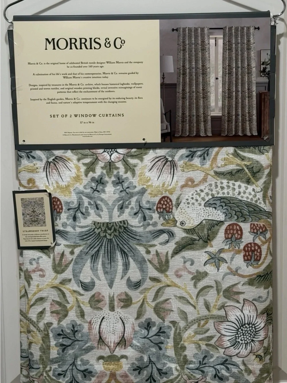 WILLIAM MORRIS Curtain 2 panels 37X96